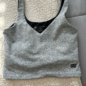 Albion Gray Sports Bra with V-Neckline and Wide Straps